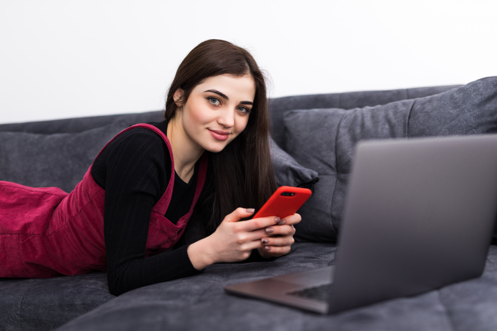 a girl using a laptop