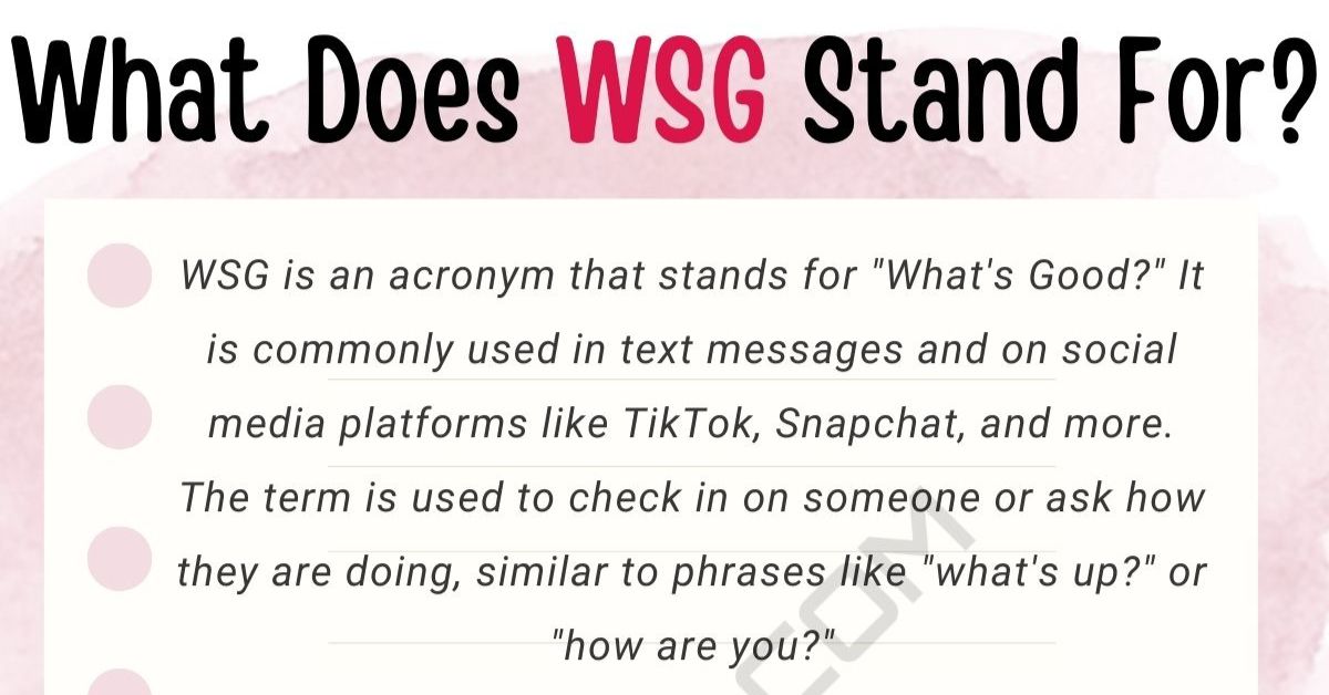 what does WSG mean