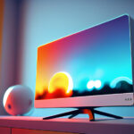 A computer monitor with a bright, colorful background, showcasing VSEE Box and VSEE V3 Pro as key streaming tools.