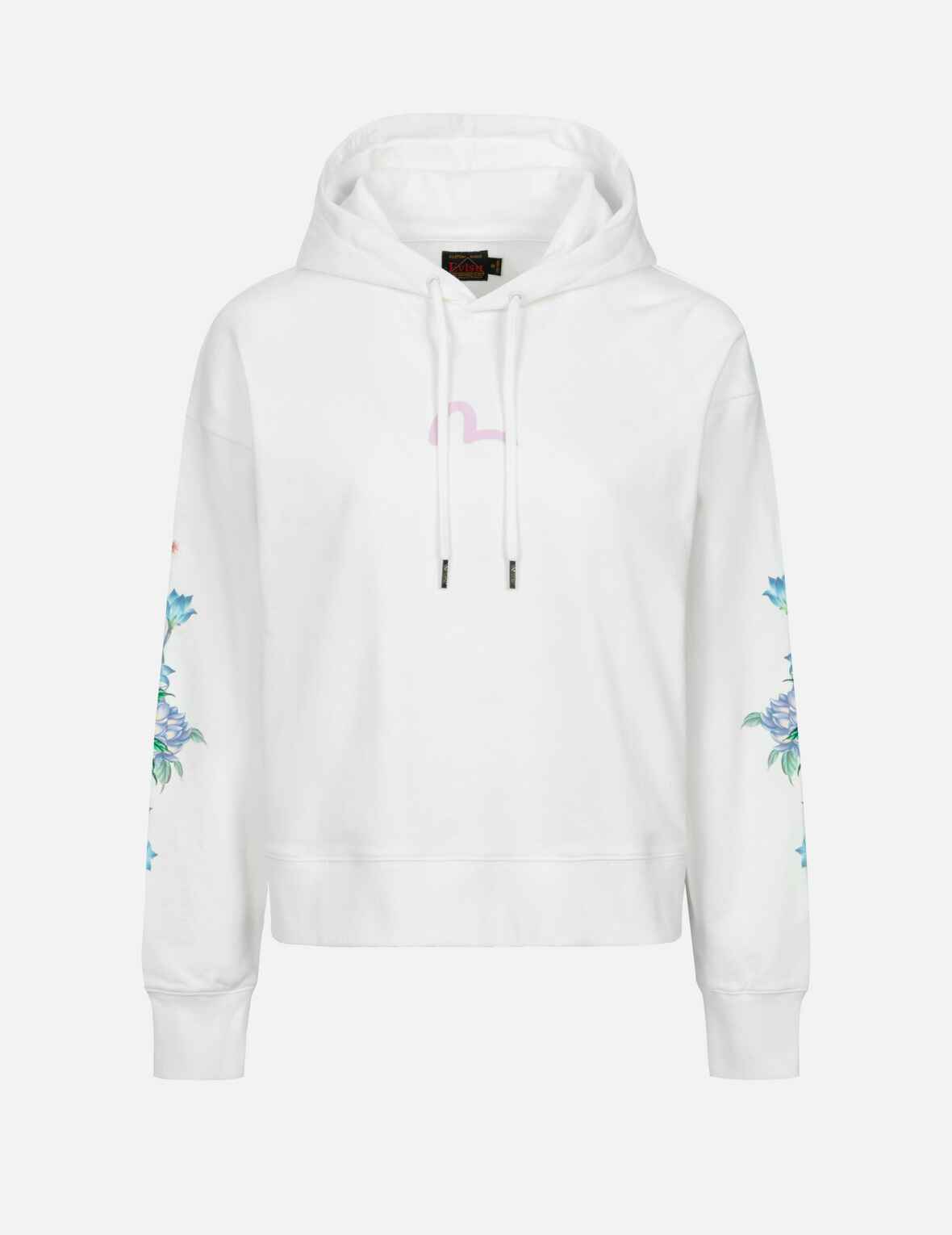 3D Seagull Print and Floral Embroidery Cropped Hoodie (1)